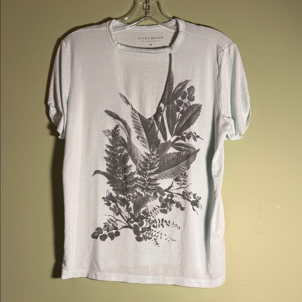 Lucky Brand Lt Blue Botanical Graphic Tee